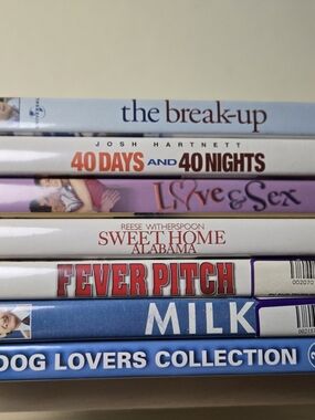 7 DVDs (16 Movies) Rom-Com, Dog Lover Movies, And "Milk"